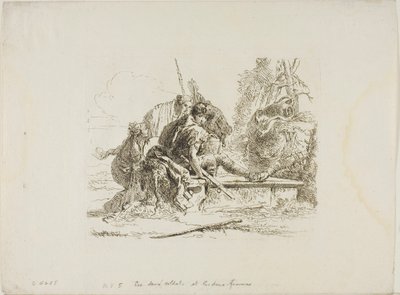 Zwei Soldaten und zwei Frauen, aus Capricci von Giambattista Tiepolo