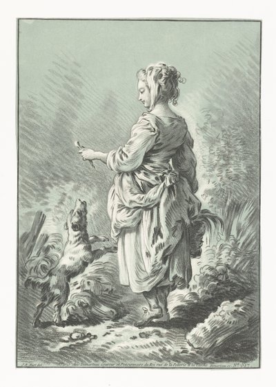 Junge Frau mit Hund von Gilles Demarteau