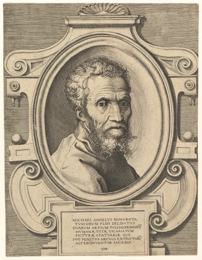 Porträt von Michelangelo von Giorgio Ghisi