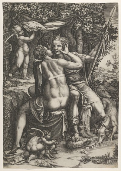 Venus und Adonis, ca. 1570 von Giorgio Ghisi