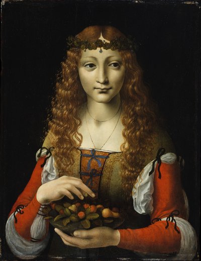 Mädchen mit Kirschen von Giovanni Ambrogio de Predis