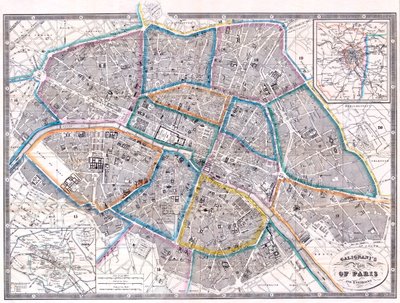 Antike Karte von Paris von Giovanni Antonio Galignani