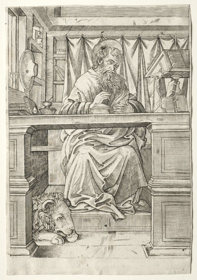 Der heilige Hieronymus in seinem Studierzimmer von Giovanni Antonio da Brescia