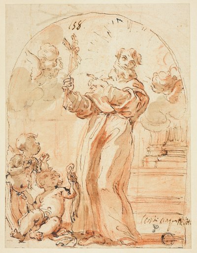 Stehender Franziskanermönch mit Kruzifix von Giovanni Battista Gaulli