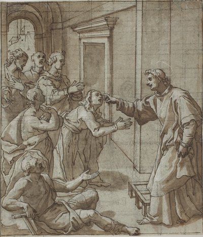 Der heilige Laurentius heilt die Blinden von Giovanni Battista Pozzi