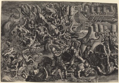 Die Trojaner schlagen die Griechen zurück von Giovanni Battista Scultori