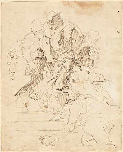 Klassische Figuren um eine Urne versammelt von Giovanni Battista Tiepolo