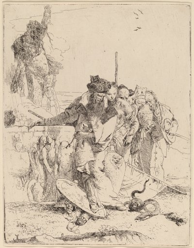 Zauberer und andere, die eine Schlange betrachten von Giovanni Battista Tiepolo