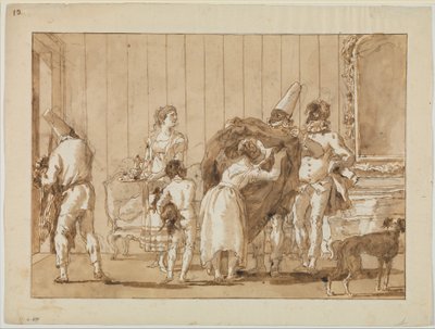 Punchinello als Schneiderin von Giovanni Battista Tiepolo