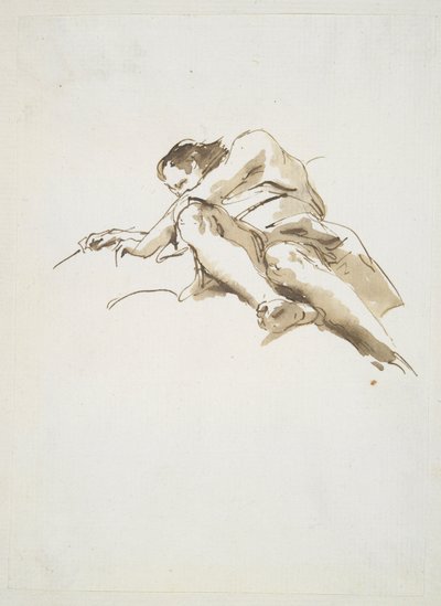 Liegende männliche Figur von unten gesehen von Giovanni Battista Tiepolo