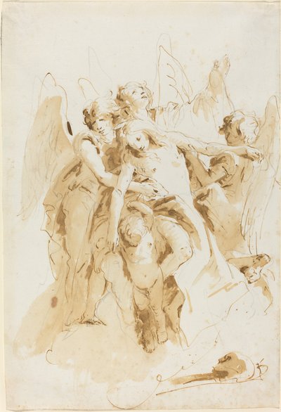 Die heilige Maria Magdalena von Engeln emporgehoben von Giovanni Battista Tiepolo