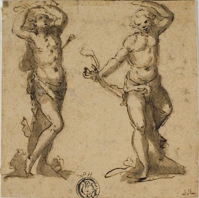Zwei Skizzen des heiligen Sebastian von Giovanni Battista Trotti