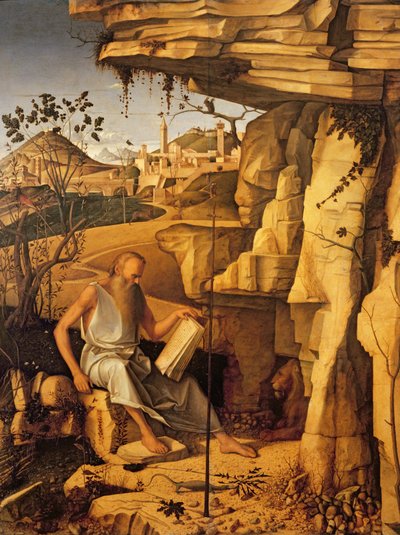 St. Hieronymus in der Wüste, 1480-87 von Giovanni Bellini