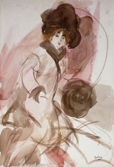 Eine elegante Dame mit Muff, ca. 1910-12 von Giovanni Boldini