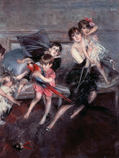 Mrs. Edwards mit vier Kindern und Kindermädchen von Giovanni Boldini