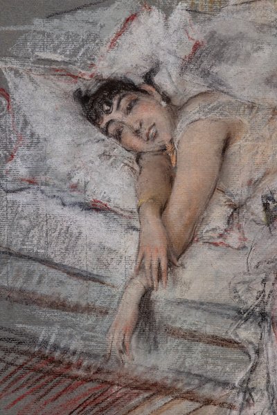 Die Gräfin von Rasty im Bett (Detail) von Giovanni Boldini