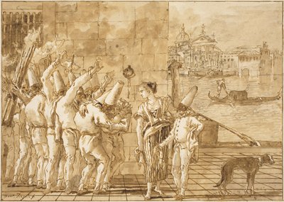 Punchinellos Abschied von Venedig von Giovanni Domenico Tiepolo