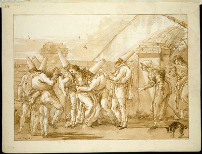 Punchinellos Geliebte fällt in Ohnmacht von Giovanni Domenico Tiepolo