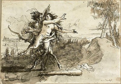 Satyr überrascht eine Satyresse von Giovanni Domenico Tiepolo