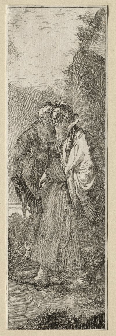 Zwei alte Männer in einer Landschaft von Giovanni Domenico Tiepolo