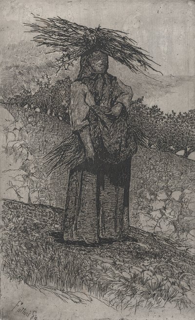 Bäuerin sammelt Holz, 1884-1908 von Giovanni Fattori