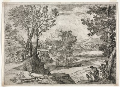 Landschaft mit einer Familie von Giovanni Francesco Grimaldi