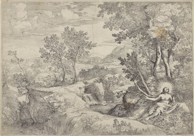 Landschaft mit der reuigen Maria Magdalena von Giovanni Francesco Grimaldi