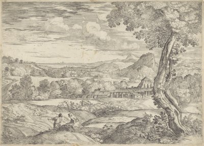 Landschaft mit einer Ziegelfabrik von Giovanni Francesco Grimaldi