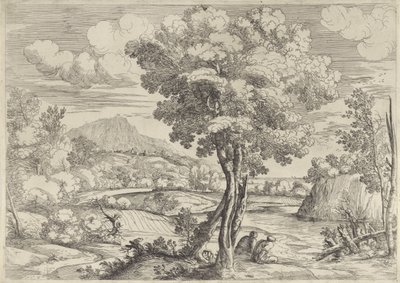 Landschaft mit Vogel auf Baumstumpf von Giovanni Francesco Grimaldi