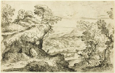 Zwei Männer auf einem Berggipfel von Giovanni Francesco Grimaldi