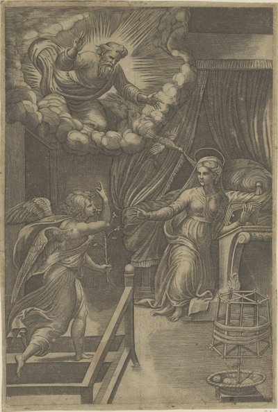 Verkündigung mit Gott dem Vater von Giovanni Jacopo Caraglio