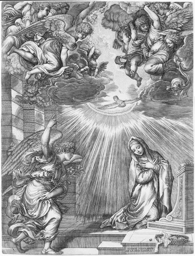 Die Verkündigung, 1537 von Giovanni Jacopo Caraglio