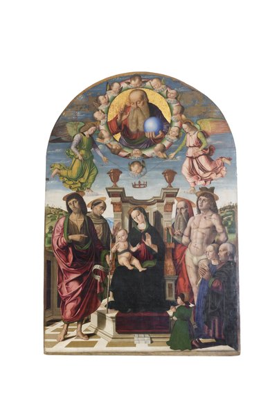 Madonna und Kind auf dem Thron mit Heiligen von Giovanni Santi