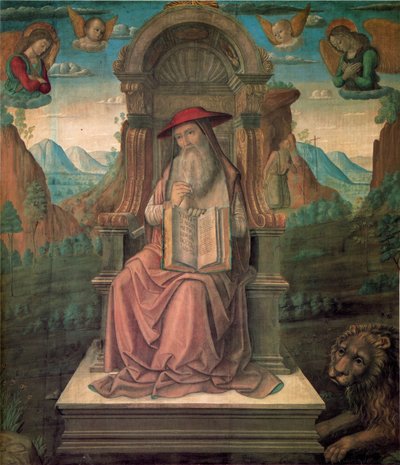 Der heilige Hieronymus auf dem Thron, ca. 1475 von Giovanni Santi