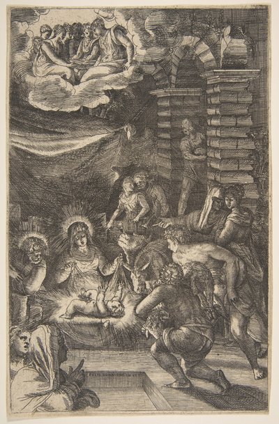 Anbetung von Giulio Bonasone