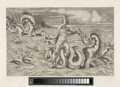 Herkules ringt mit Acheloüs von Giulio Bonasone
