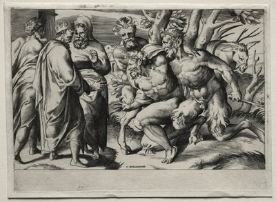 Silen und König Midas von Giulio Bonasone