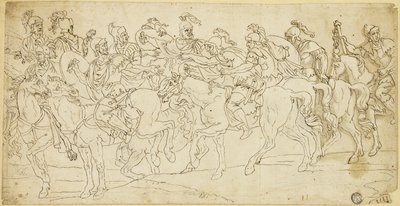 Römische Kavallerie auf dem Marsch von Giulio Romano