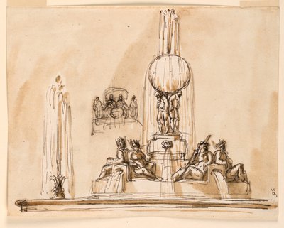 Ansicht eines Brunnens von Giuseppe Barberi