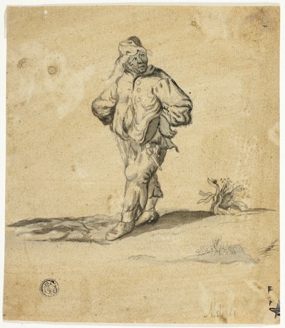 Stehender Bauer mit in die Hüften gestemmten Armen von Giuseppe Maria Mitelli