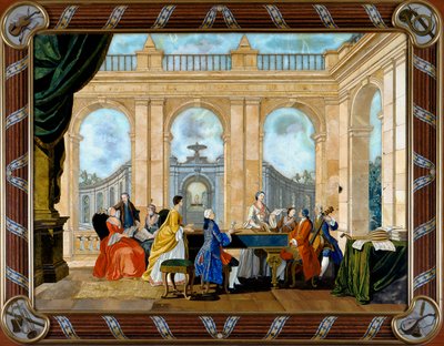 Tafel mit Pietre Dure Intarsien, Musik darstellend von Giuseppe Zocchi