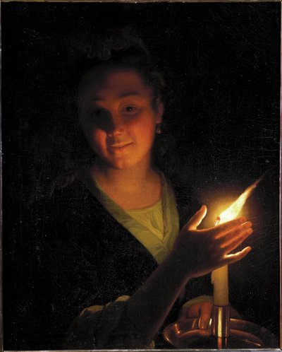 Frau mit Licht von Godfried Schalcken