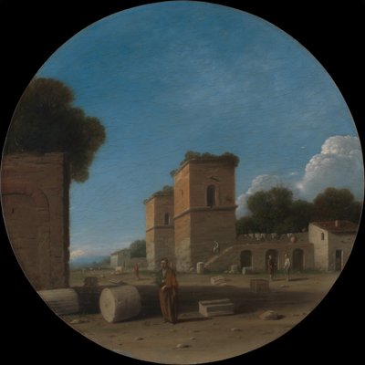 Eine römische Landschaft mit Figuren, wahrscheinlich 1630er Jahre von Goffredo Wals