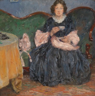 Dame auf Sofa von Gotthardt Kuehl