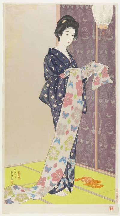 Frau im Sommerkimono, August 1920 von Goyo Hashiguchi
