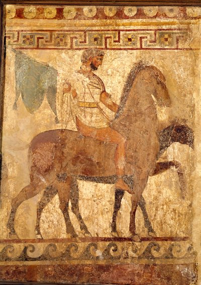 Soldat auf einem Pferd, Grabmalerei von Greek