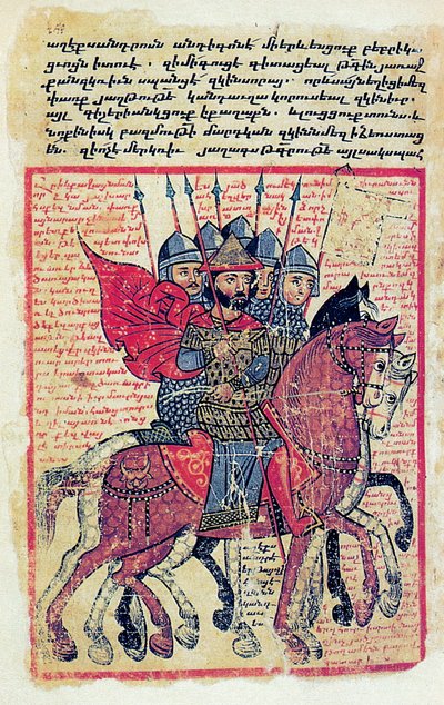 Militärszene aus einem armenischen Manuskript des 14. Jahrhunderts von Greek School