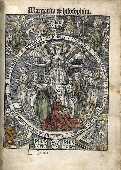 Margarita Philosophica. Titelseite, 1504 von Gregor Reisch