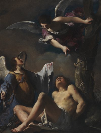 St. Sebastian von zwei Engeln gepflegt von Guercino