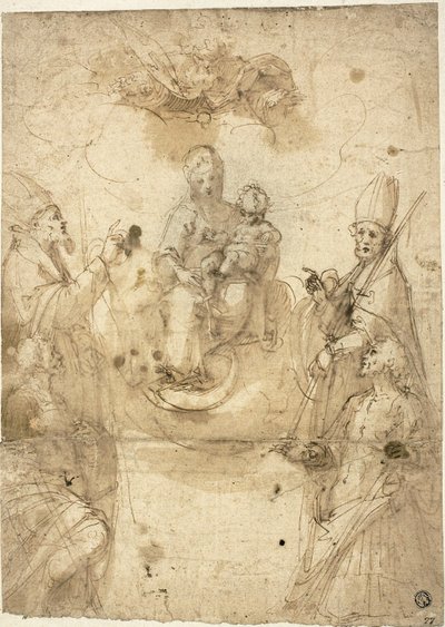Madonna und Kind mit anbetenden Heiligen von Guglielmo Caccia